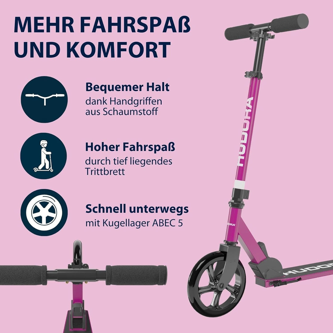 HUDORA Scooter Start 200, Stabiler Aluminium-Roller, Höhenverstellbarer & zusammenklappbarer Cityrol