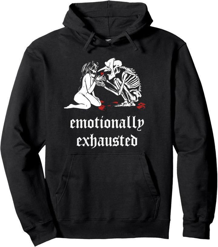 Emotionally Exhausted Aesthetic Skull E-Girl E-Boy Emo Pullover Hoodie