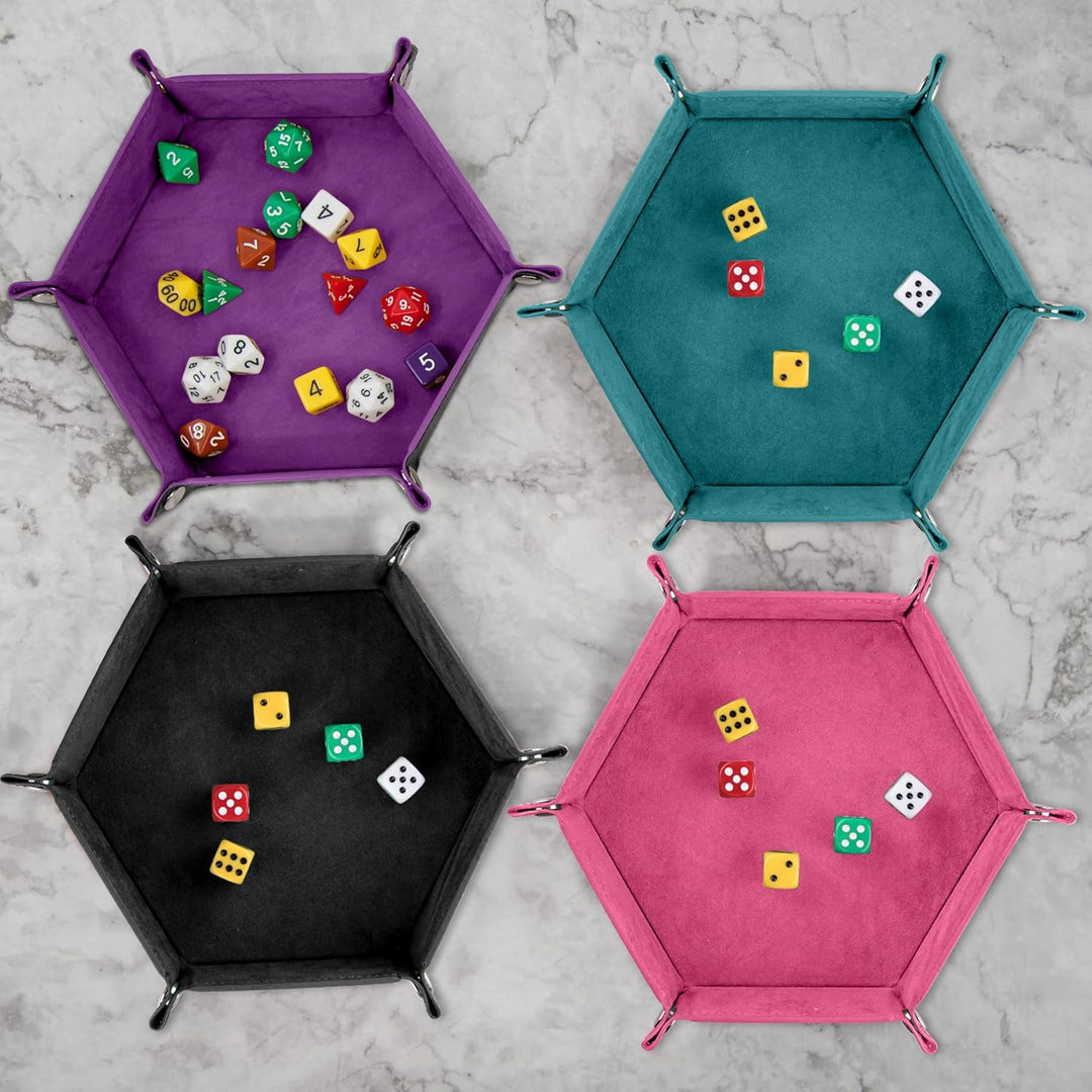 SIQUK 6 Stück Würfelbrett Doppelseitig Würfelbretter Samt Faltbar Würfeltablett Hexagon Würfelteller