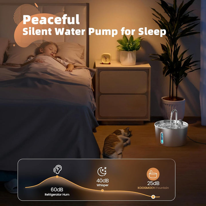 Katzenbrunnen Edelstahl Trinkbrunnen für Katze: Katzenbrunnen für Katzen Hunde - Ultra-Quiet Katzen