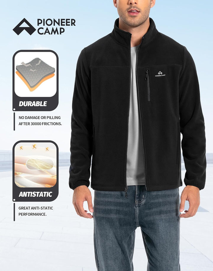 Pioneer Camp Herren Fleecejacke Full Zip Outdoor Polar Leicht Winddicht Jacke mit Reissverschluss S