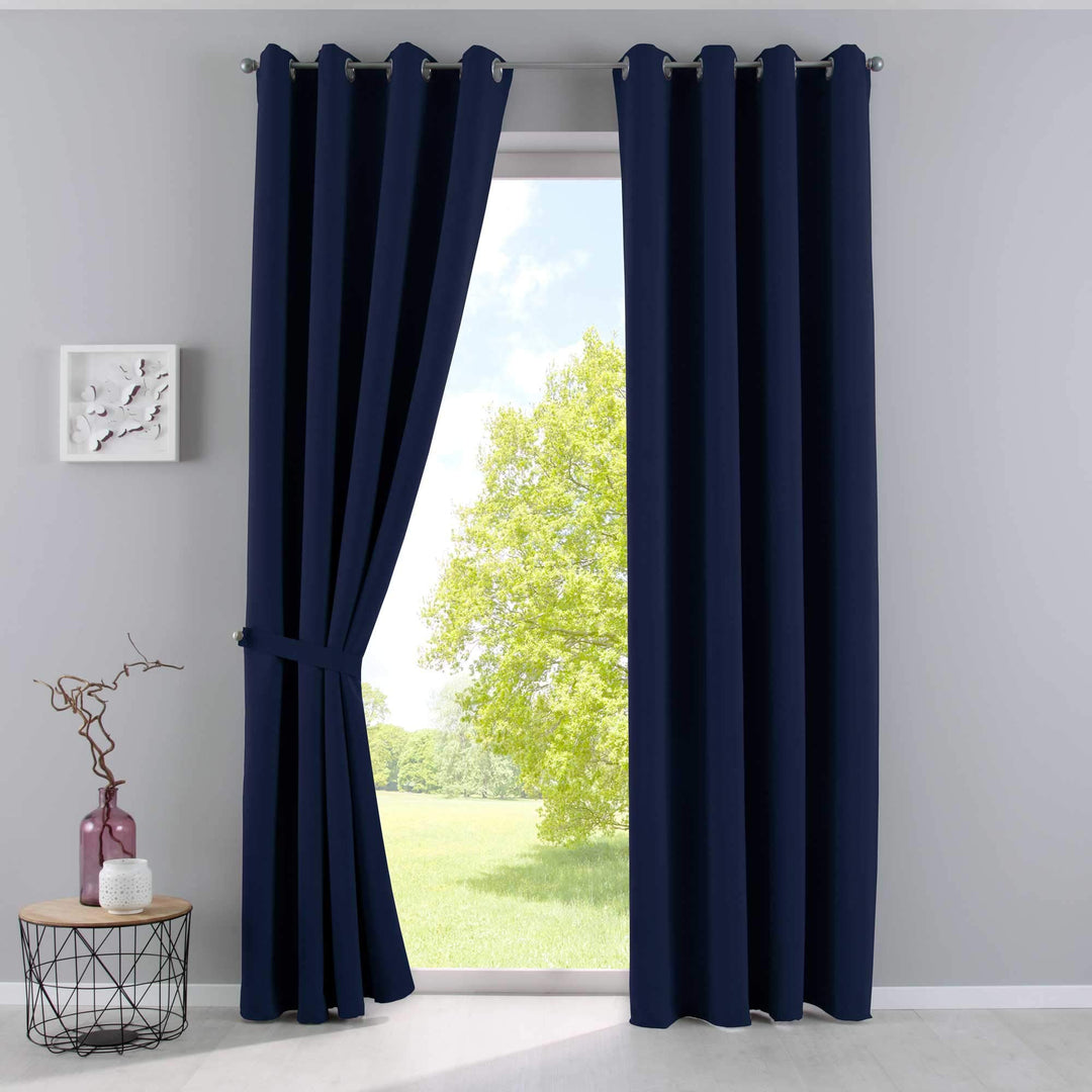 Gardinenbox Vorhänge Blickdicht »Newyork« Blau HxB 245x140 cm 2er-Pack Thermo-Gardinen Verdunkelungs