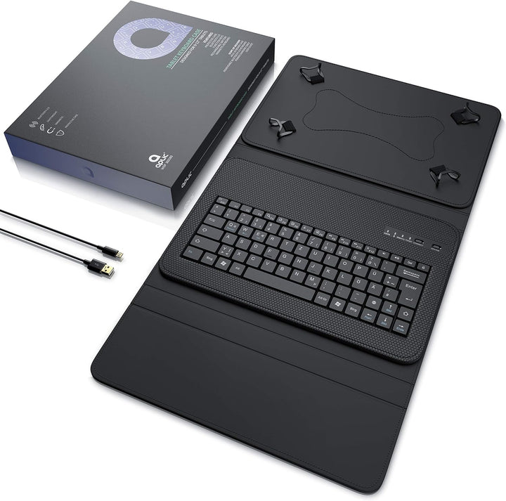 CSL - Bluetooth Tastatur mit Schutzhülle für 9-12 Zoll Tablets - magnetische Befestigung - Lightweig