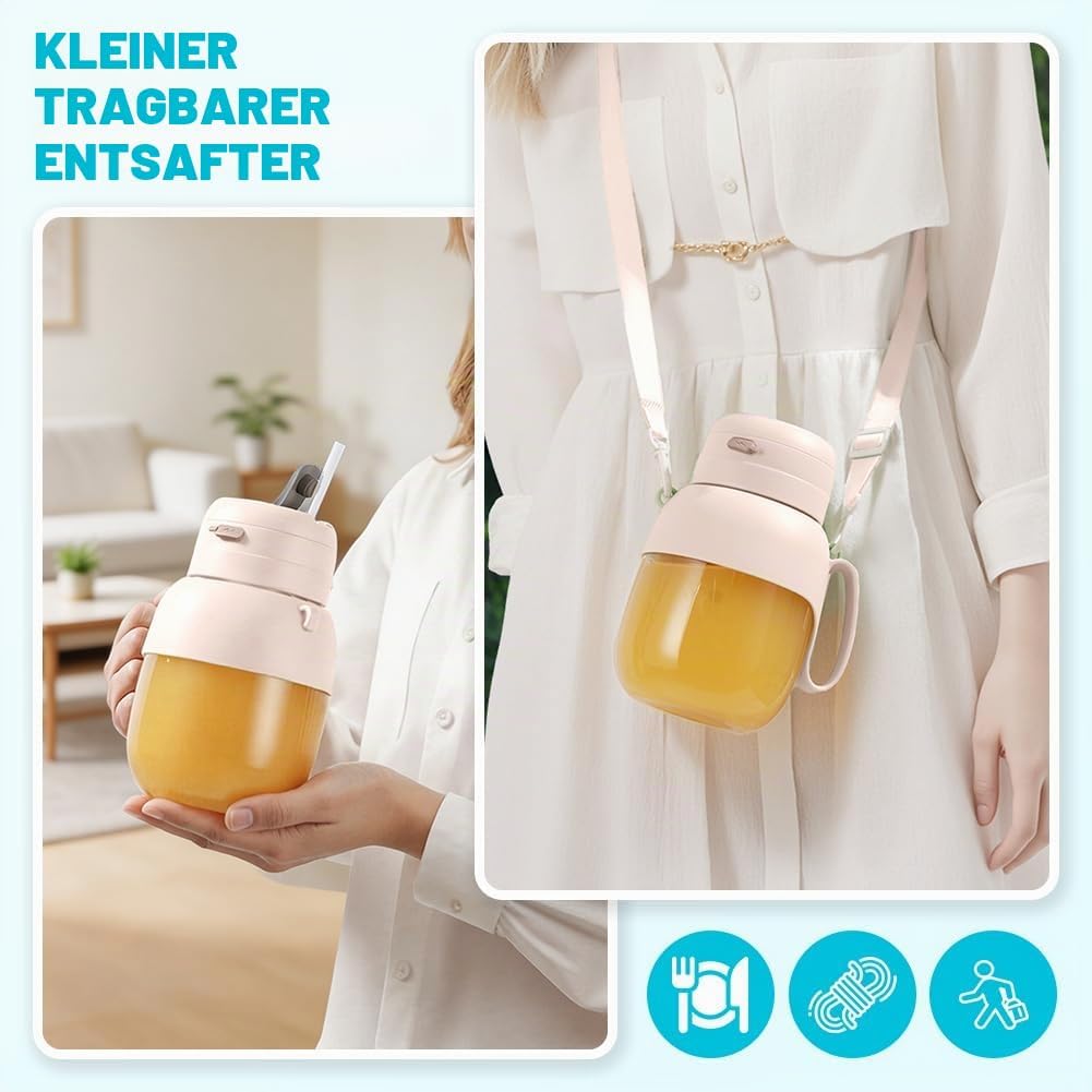 Tragbarer Mixer &amp; Smoothie Maker, 1000ML Grosser Mixer Smoothie Maker mit Trinköffnung &amp; Trageriemen