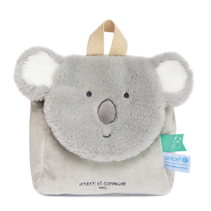 Doudou et Compagnie - Unicef Kollektion – Rucksack Plüsch Koala Grau – 20 x 20 x 10 cm – ideales Ges