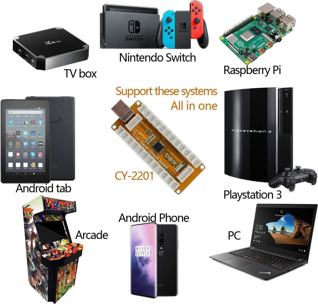 SJ@JX Arcade Game USB Encoder Zero Delay 2 Player Gamepad Button Joystick Controller for Nintendo Sw