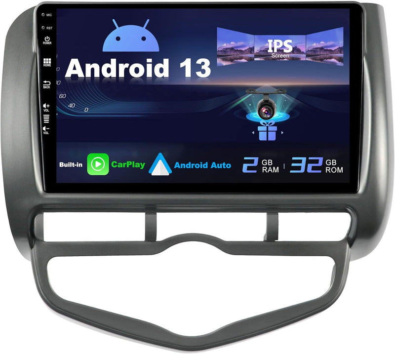 SXAUTO Android 12 IPS Autoradio für Honda Fit/City/Jazz (2002-2007) - Eingebaut CarPlay/Android Auto