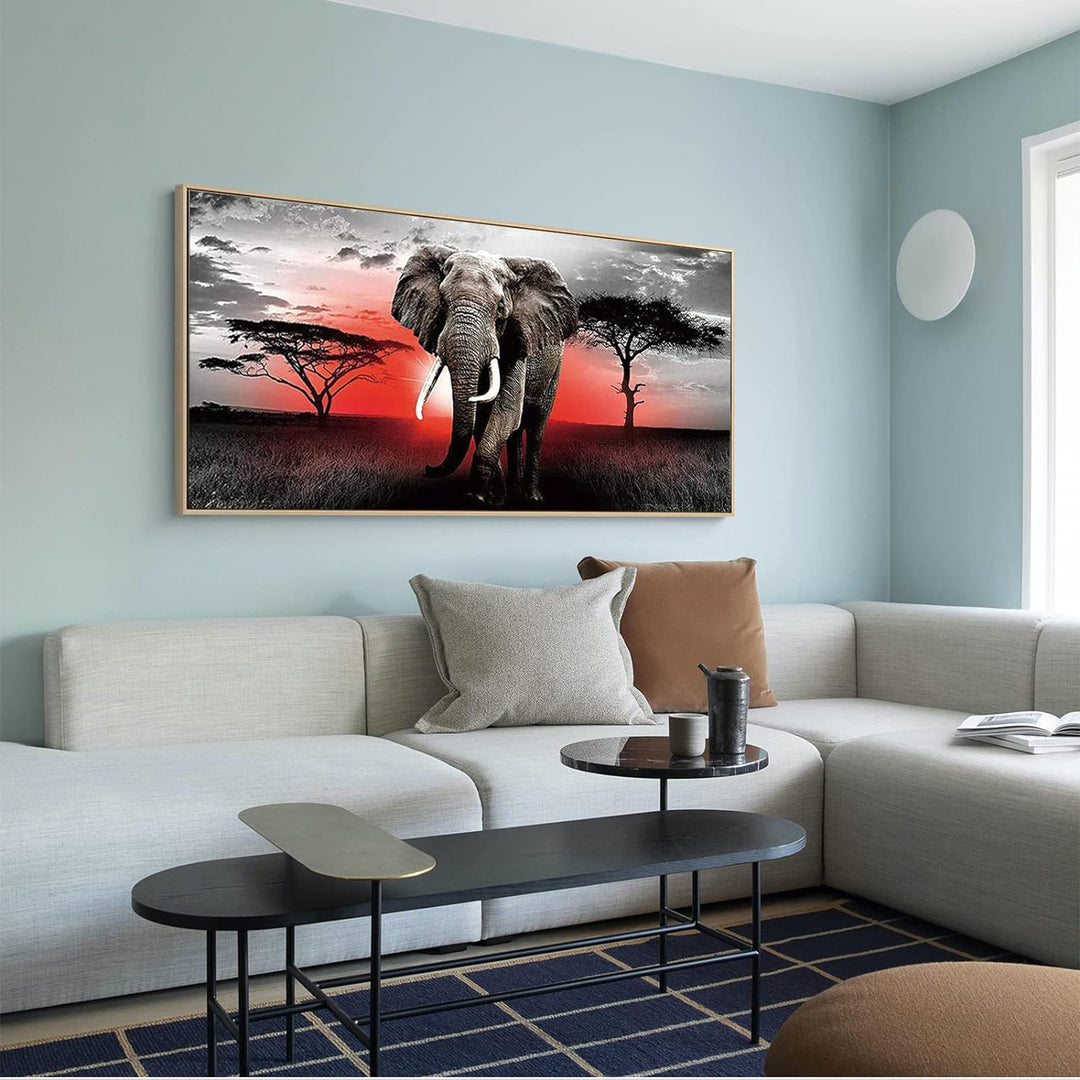DCIDBEI 110 x 50 cm 5D Runde Diamond Painting Grosses Format Landschaft Afrika Malen nach Zahlen Tie