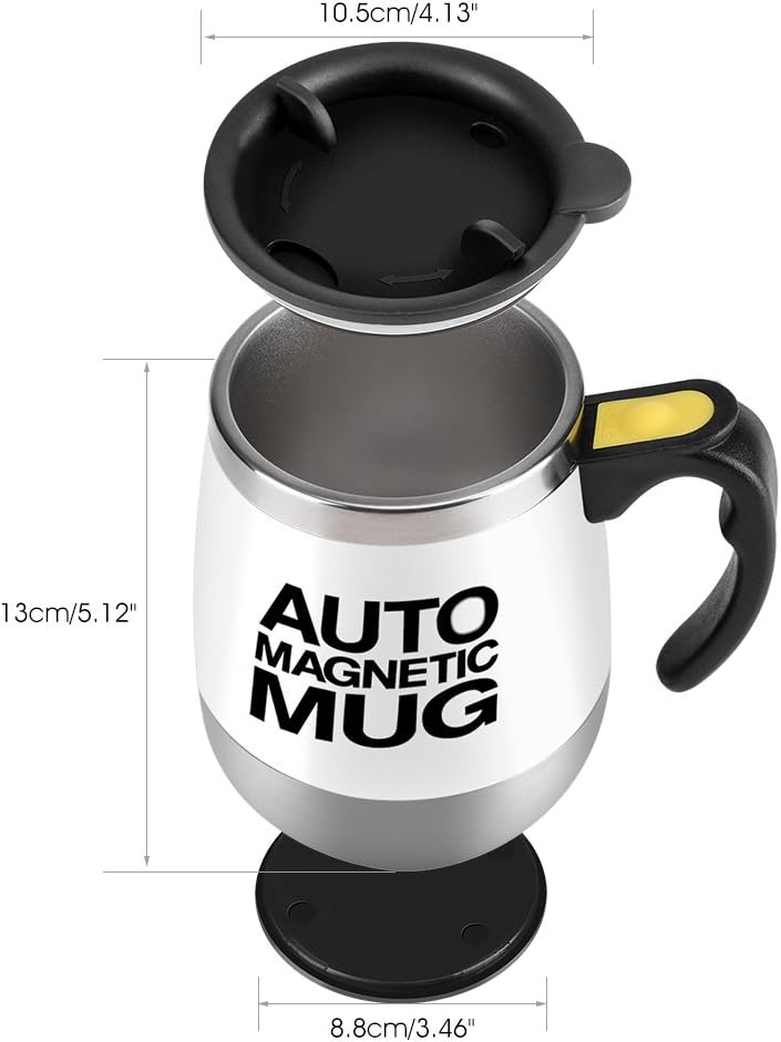 Fdit Automatische Rührbecher, Kaffeebecher aus Edelstahl mit automatischer Rührfunktion (weiss)