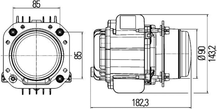 HELLA - DE/LED-Hauptscheinwerfer - 90mm Performance Bi-LED L70 - 24V - rund - Einbau - Stecker: AMP