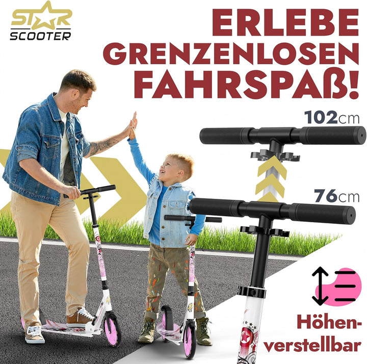 STAR SCOOTER Aluminium Kickscooter Tret City Roller für Jungen, Mädchen ab 6-7 Jahre | Big 205mm Whe