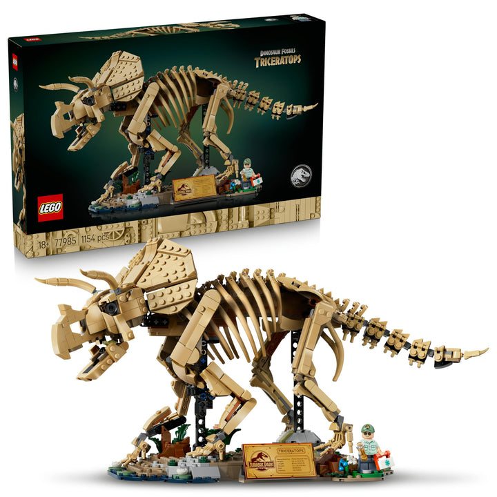 LEGO Jurassic World Dinosaurier-Fossilien: Triceratops - Modellbau für Erwachsene mit der Minifigur