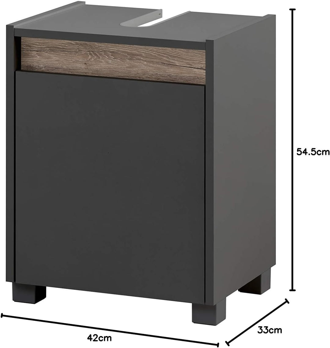 Schildmeyer Waschbeckenunterschrank 148462 Cosmo, 42 x 54,5 x 33 cm (BxHxT), anthrazit Schmal Anthra
