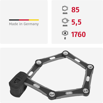 ABUS Faltschloss Bordo Granit XPlus 6500/85 ST mit Schlosstasche - Fahrradschloss aus gehärtetem Sta