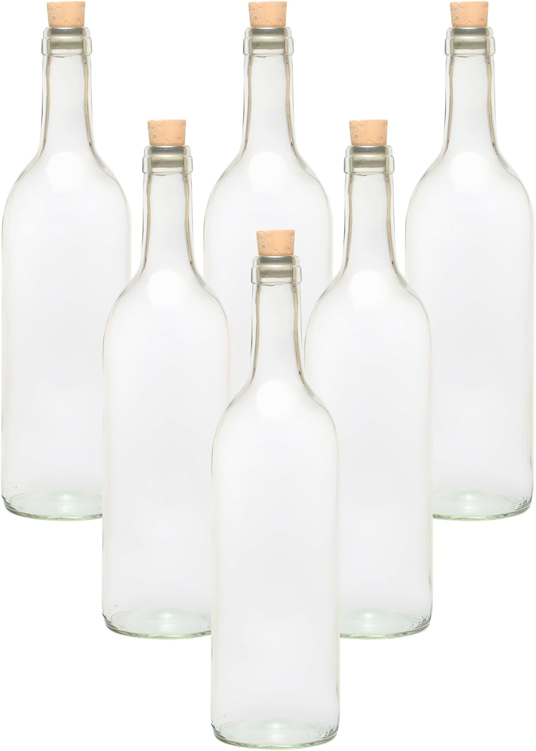 mikken 6 Glasflaschen 750ml mit Korken und Beschriftungsetiketten