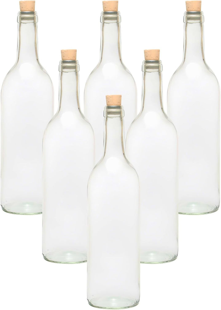 mikken 6 Glasflaschen 750ml mit Korken und Beschriftungsetiketten