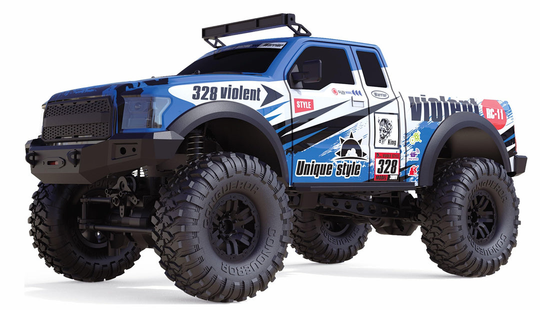Amewi 22594 Dirt Climbing Pickup Race Crawler 4WD 1:10 RTR blau, inkl. Fernsteuerung, Akku, Ladekabe