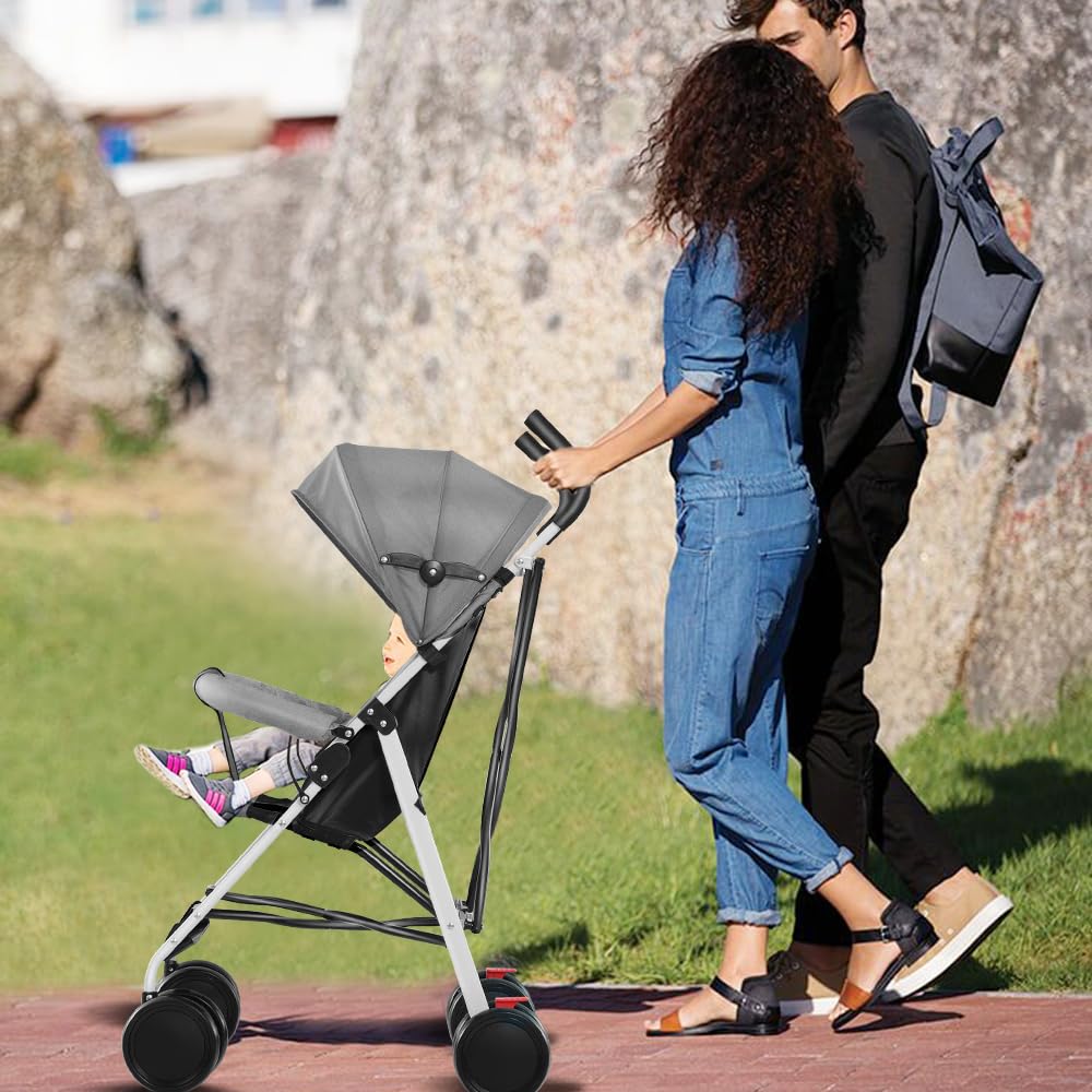 Kompakter Kinderwagen, Kinderwagen aus EVA, Kinderwagen mit 4 Rädern, Kinderwagen, sitzend, Sonnensc