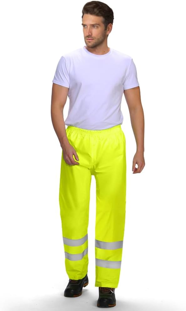 Leichte Regenhosen Herren Damen Orange/Regen Warnschutzhose Winddichte Outdoorhose für Fahrrad Trekk