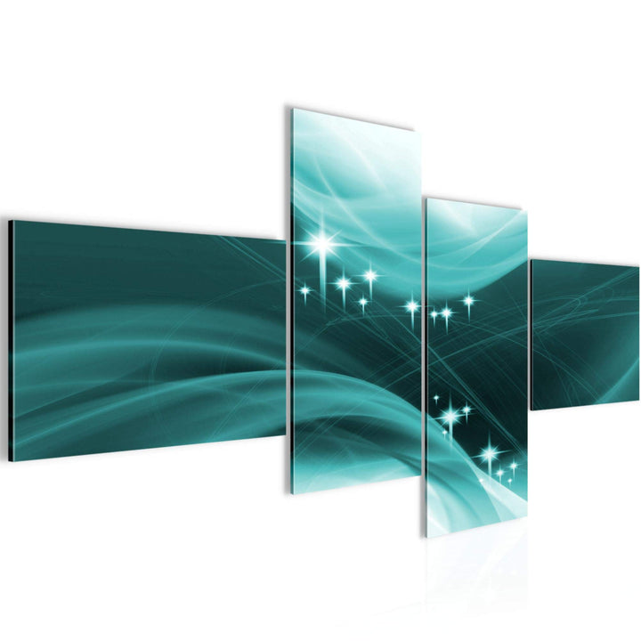 Runa Art Bild Modern Abstrakt - Made in Germany - Wandbilder Diamant Türkis Weiss 4 Teilig 400742b