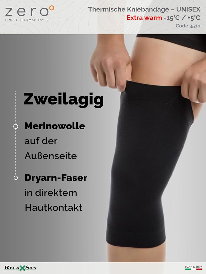 Relaxsan Zero 3510 - Unisex Knieschützer aus Merinowolle und Thermowolle S Schwarz, S Schwarz
