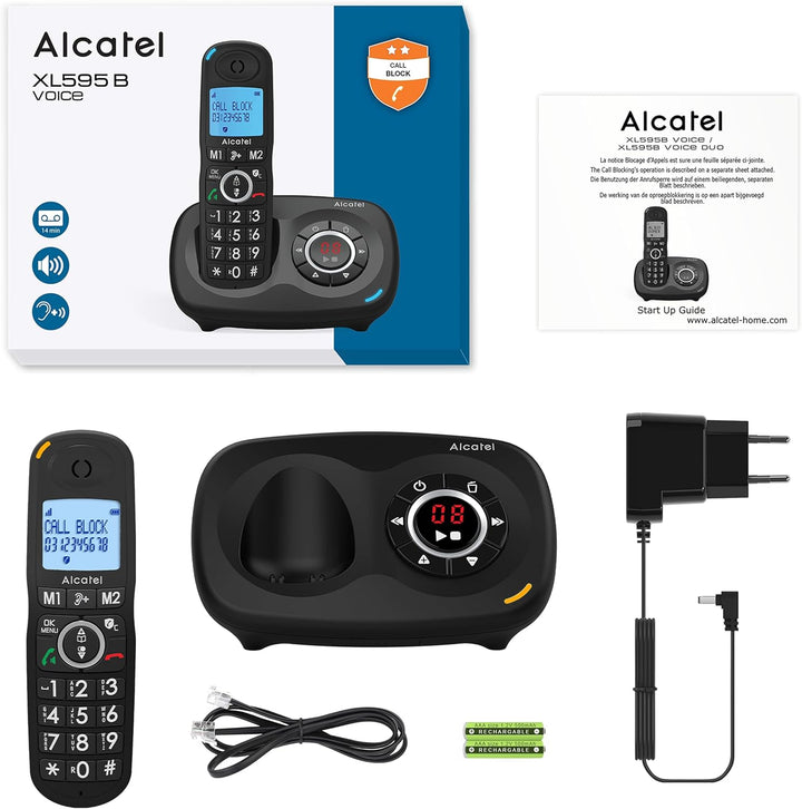 ALCATEL XL 595 B Voice Black mit Anrufbeantworter, Telefon für Senioren mit Blockierung unerwünschte