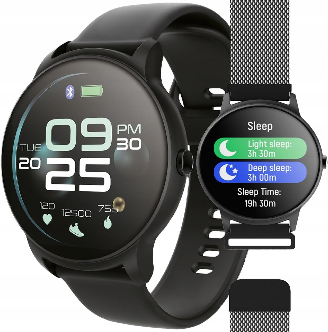 FOREVER Smartwatch SB-330 Schwarz Damen Herren Fitness Tracker wasserdicht Deutches menu Smart Watch