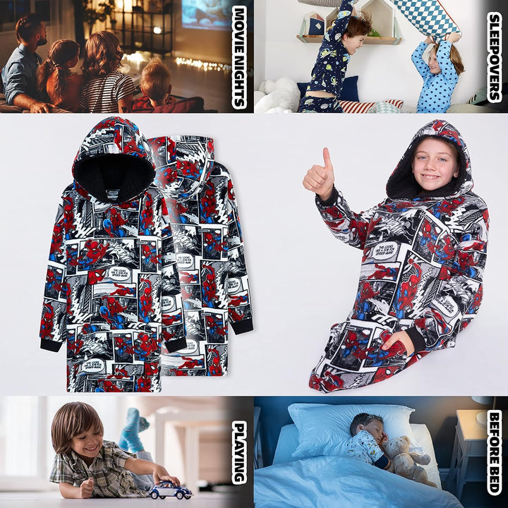 Marvel Spiderman Übergrosse Hoodie Decke Kinder Jungen und Mädchen