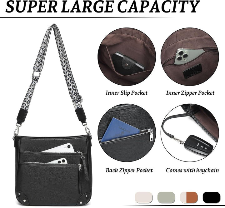 Waniki Umhängetasche Damen Mittelgross Handtasche Damen Leder PU Schultertasche Crossbody Bag Klein