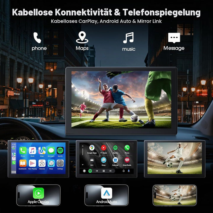 LAMTTO Wireless Carplay Display fürs Auto 9 Zoll Autoradio für A-pple CarPlay &amp; Android Auto mit Das