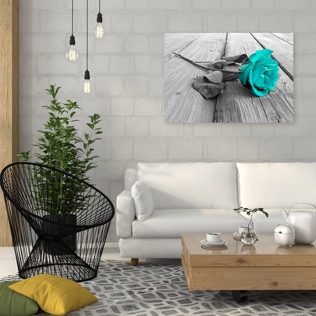 Feeby Vlies Leinwandbild Rose Blume Abstraktion 120x80 cm Druckbild Wandbild Wanddekoration Deko Wan