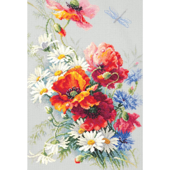 Magic Needle 100-061 ZW Mohn und Gänseblümchen Kreuzstichset mit Zählmuster Zweigart Edition, Baumwo