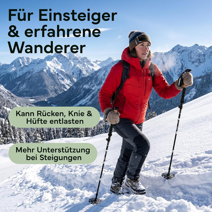 Wanderstöcke faltbar - Carbon &amp; Aluminium für Damen &amp; Herren - Ultraleichte Trekkingstöcke mit Korkg