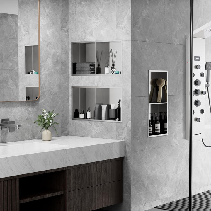 Duschnische Edelstahl 60x30x10 cm (30x30x10 cm，30x30x10 cm) Doppelregale Wandnische Dusche Lagerung