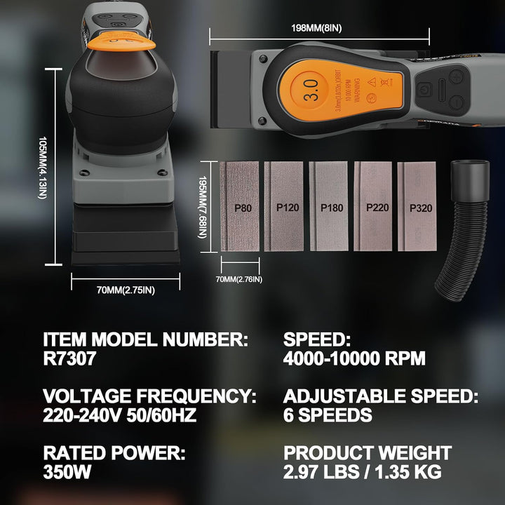 Bürstenlose Elektroschleifer 3.0 ONEMANA 350W, einstellbare Geschwindigkeit 4000-10000/Umin, automat