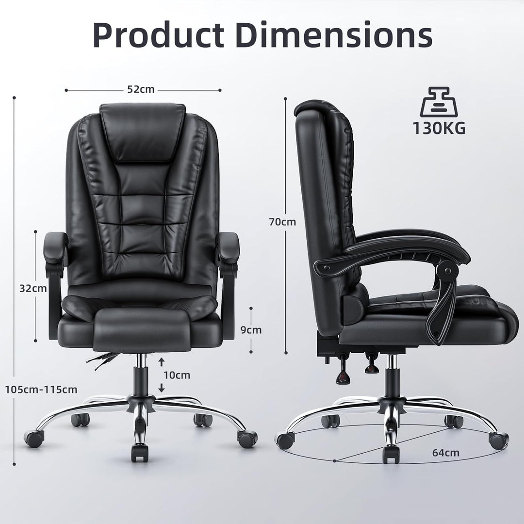 rattantree Ergonomischer Bürostuhl Mit Fussstütze, Schreibtischstuhl, PU Leder Computerstuhl mit Gep