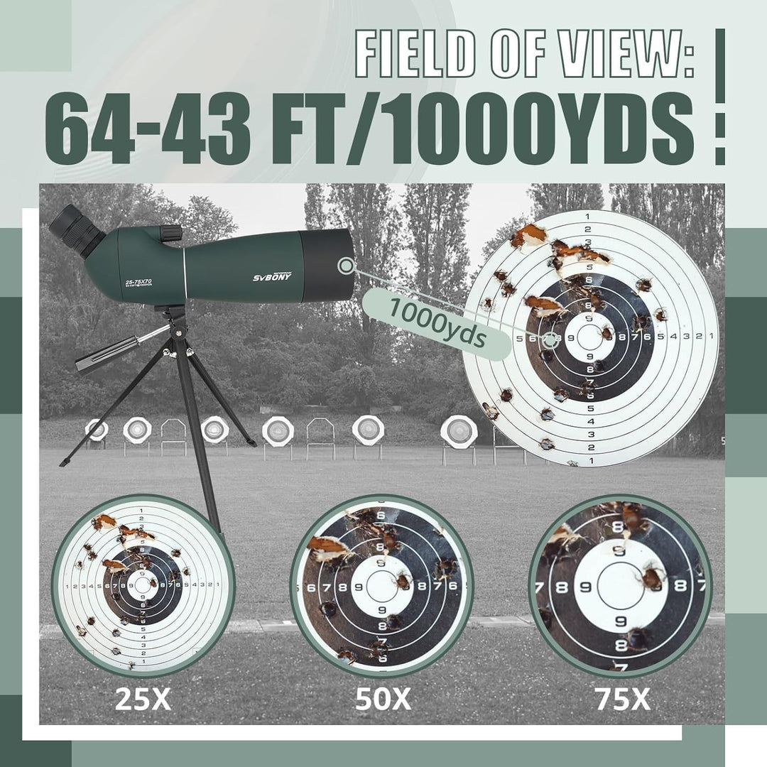Svbony SV28PLUS Spektiv für Vogelbeobachtung, 25-75×70mm mit Kabellosem Controller, BAK4 A5 Weinrote