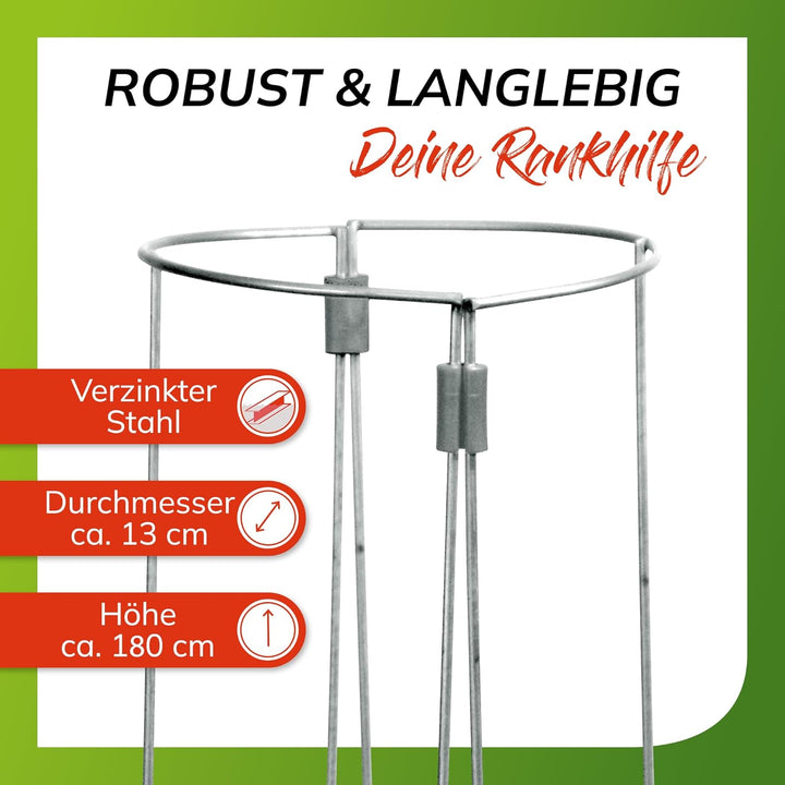 bellissa – Tomaten Rankhilfe aus Stahl 180cm 3er Set verzinkt – Tomatenturm Rankgitter für Tomaten,