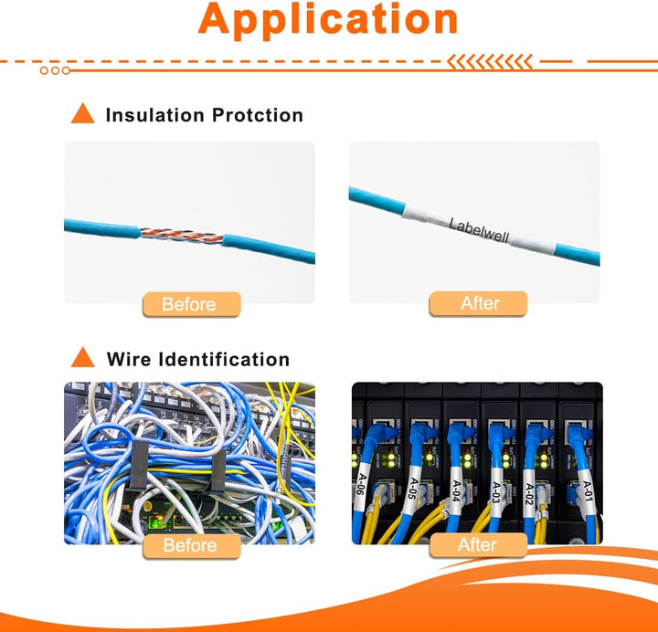 Labelwell 3x Industrie Schrumpfschlauch Kabeletiketten für 18053 S0718280 als Ersatz für Dynmo Rhino