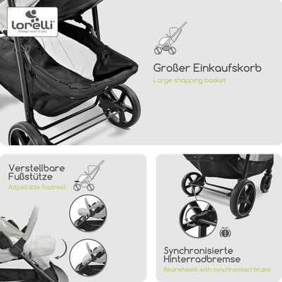 Lorelli Kinderwagen Rome, Reisebuggy, Baby Buggy klein zusammenklappbar, Leicht, Nur 7 kg, Kompakter