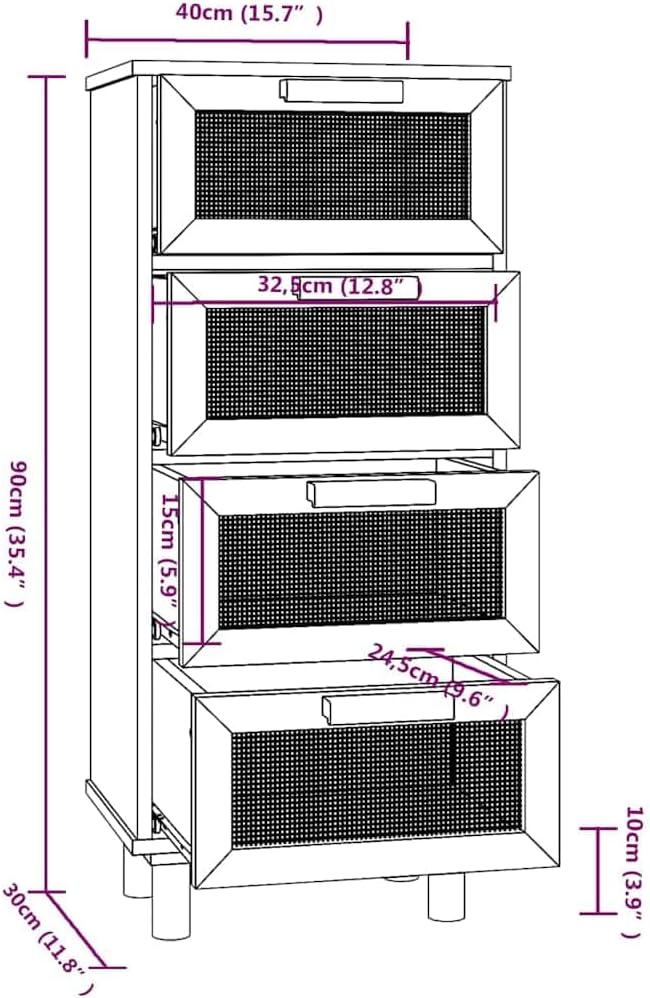 vidaXL Sideboard mit Schubladen Schrank Anrichte Beistellschrank Kommode Schubladenschrank Weiss 40x