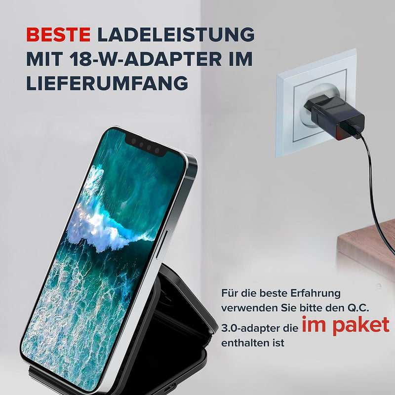 CANYON Faltbar 3 in 1 Ladestation Apple Watch und iPhone Airpods mit Reisetasche Wireless Charger 3