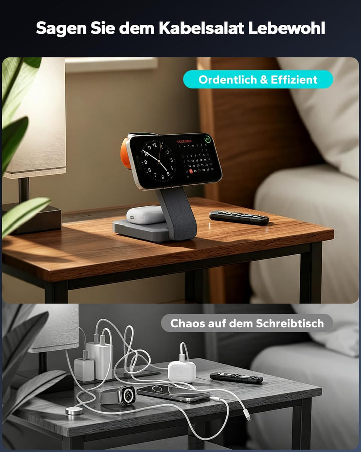 Magsafe Ladestation für Apple Watch und iPhone 3 In 1 Faltbar, iPhone Ladestation Magsafe Ladegerät