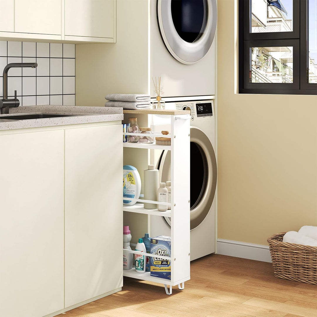 WOLTU Küchenwagen mit 3 Ebenen, Küchenregal Servierwagen Nischenregal mit Rollen, Rollwagen Rollcont