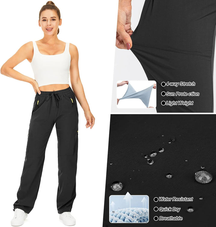 yeyity Wanderhose Damen Leichter Quick Dry Outdoorhose Atmungsaktiv Cargohose UV-Schutz Trekkinghose