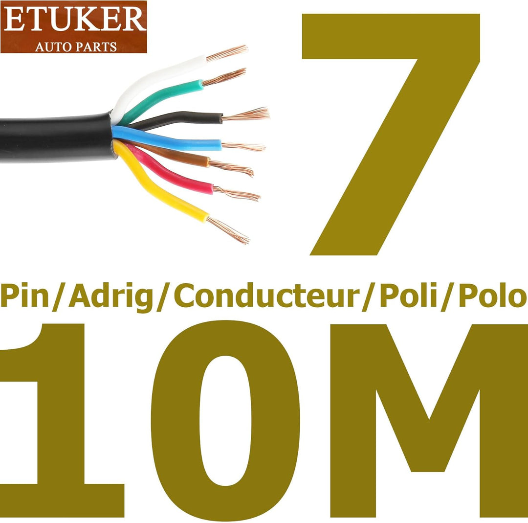 ETUKER Fahrzeugkabel 7 adrig 10M Kabel Anhänger 7 polig Camping Fahrzeugleitung Kabelquerschnitt 7X
