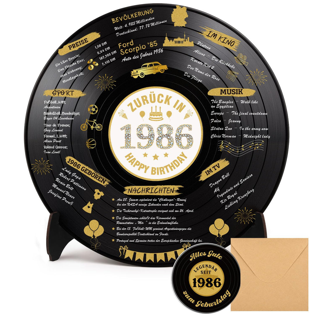 WenmthG Back in 1986 Schallplatten Deko – Vinyl Geburtstag Deko für Männer & Frauen, Geburtstagsgäst