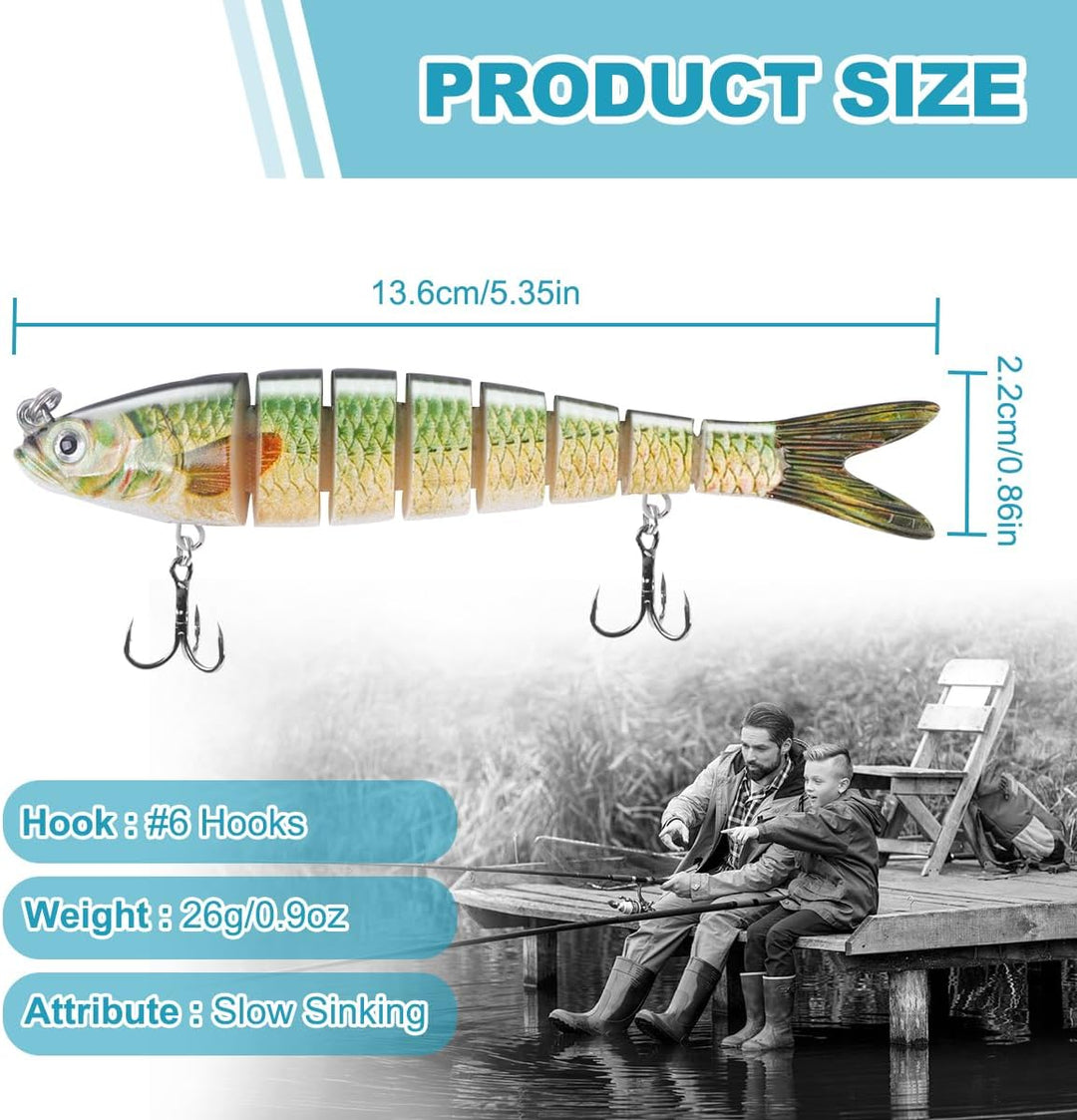 RYACO Angelköder, Kunstköder Wobbler Hecht, Fisch Köder für Zander Barsch Forellen Swimbait lebensec