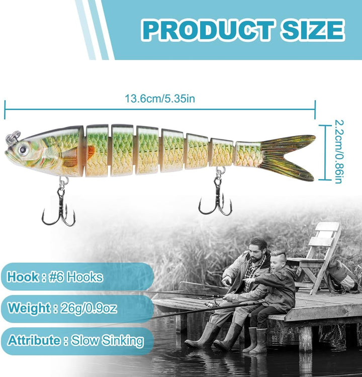 RYACO Angelköder, Kunstköder Wobbler Hecht, Fisch Köder für Zander Barsch Forellen Swimbait lebensec