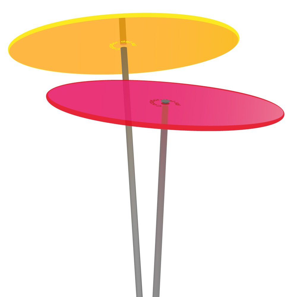 Cazador-del-sol ® - das Original | Duo - Medio | 2 Stück | Sonnenfänger gelb/rot | Durchmesser 15cm